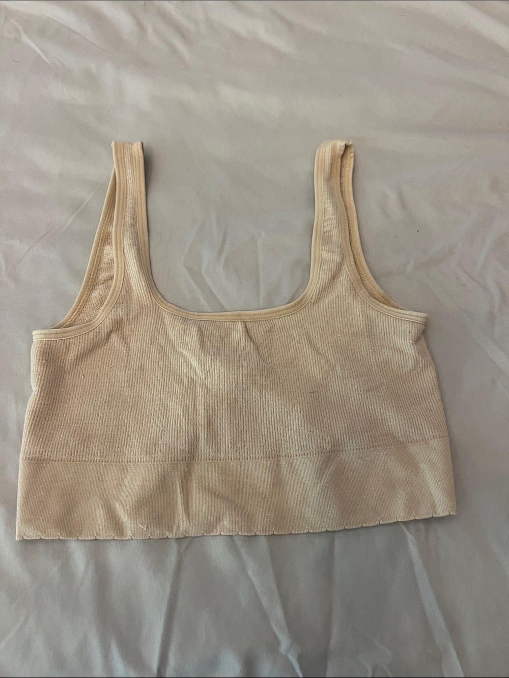 Anthropologie Ribbed Tank Crop Top — Beige